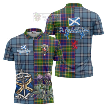Whitefoord Tartan Zipper Polo Shirt Happy St. Andrew's Day Half Tartan Style Unisex - Tartan Vibes Clothing