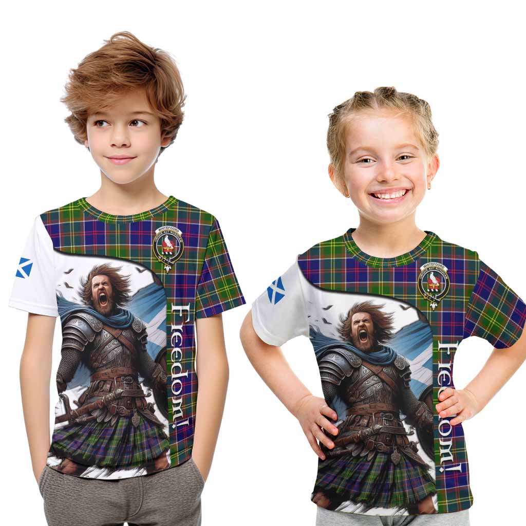 Tartan Vibes Clothing Whitefoord Crest Tartan Kid T-Shirt Inspired by the Freedom of Scottish Warrior