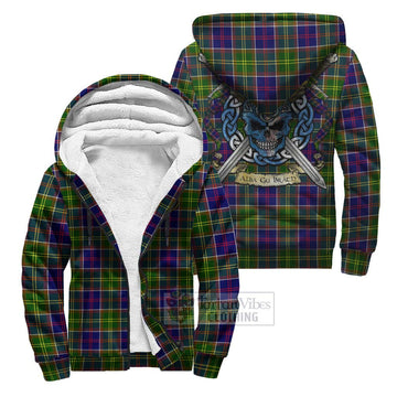 Whitefoord Tartan Sherpa Hoodie with Family Crest Celtic Skull Style