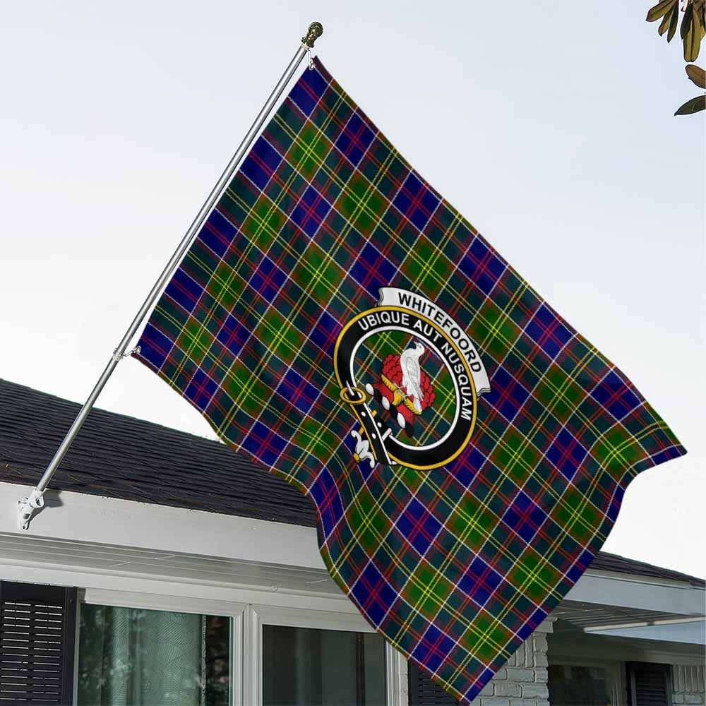 Tartan Vibes Clothing Whitefoord Tartan House Flag with Family Crest