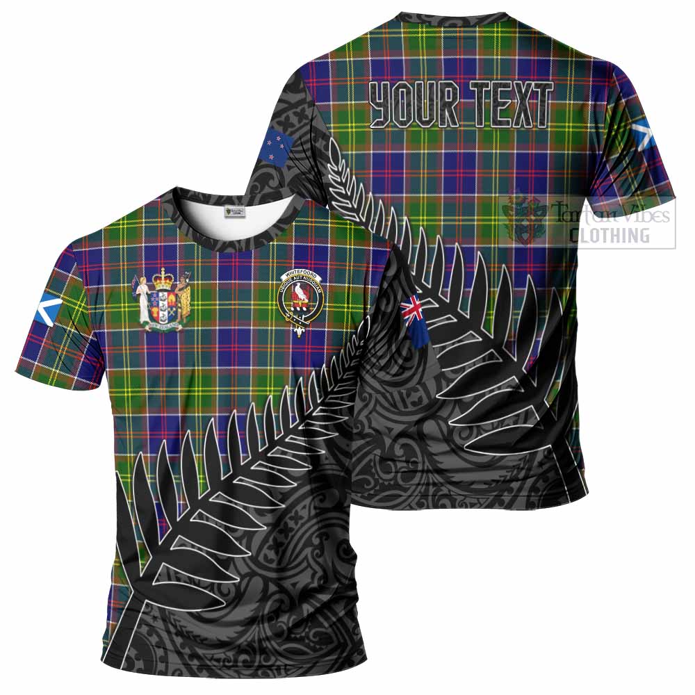 Tartan Vibes Clothing Whitefoord Crest Tartan T-Shirt with New Zealand Silver Fern Half Style