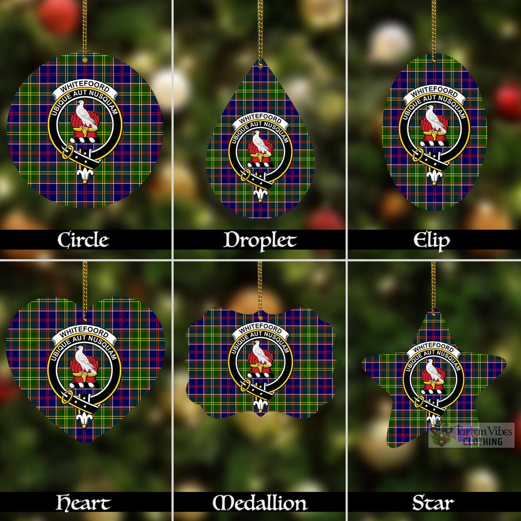 Tartan Vibes Clothing Whitefoord Tartan Christmas Aluminium Ornament with Family Crest