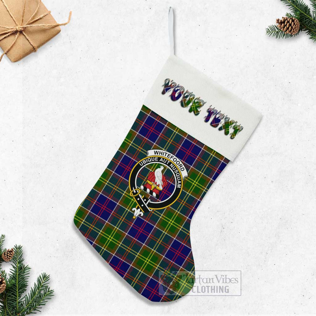 Tartan Vibes Clothing Whitefoord Tartan Family Crest Christmas Stocking with Personalized Text