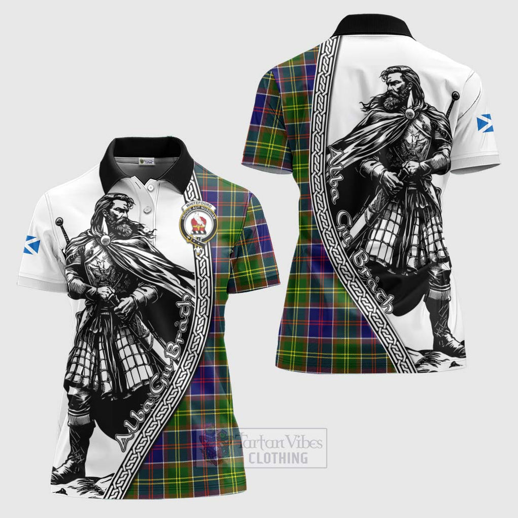 Tartan Vibes Clothing Whitefoord Tartan Clan Crest Women's Polo Shirt with Highlander Warrior Celtic Style