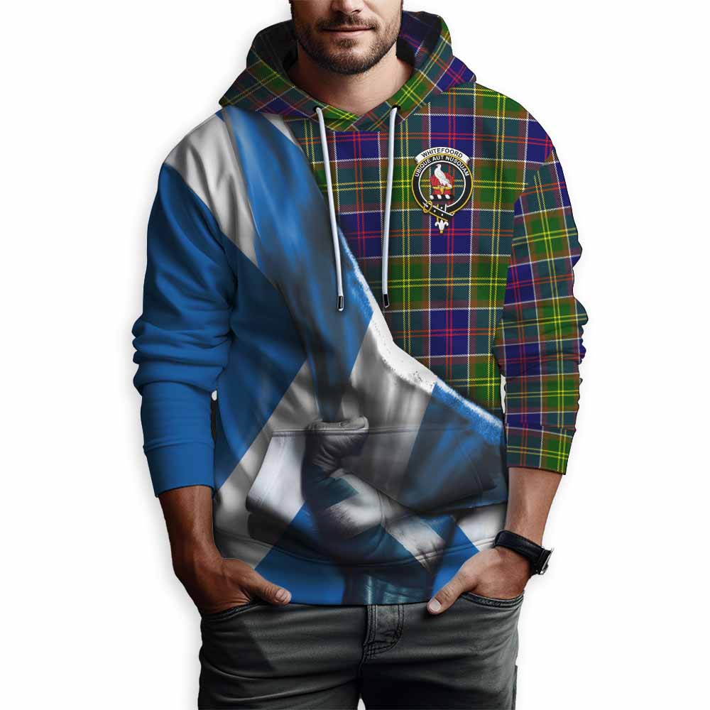 Tartan Vibes Clothing Whitefoord Tartan Hoodie with Family Crest Scotland Patriotic Style