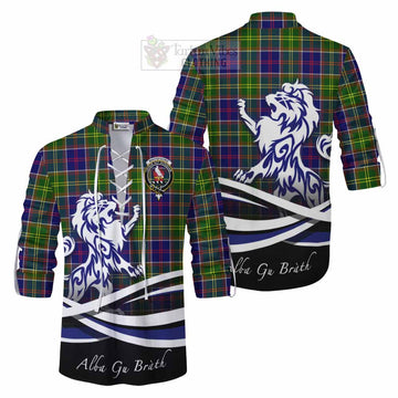 Whitefoord Tartan Ghillie Kilt Shirt with Alba Gu Brath Regal Lion Emblem