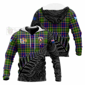 Whitefoord Crest Tartan Knitted Hoodie with New Zealand Silver Fern Half Style