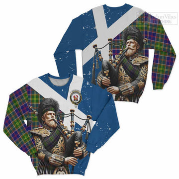 Whitefoord Tartan Sweatshirt with Family Crest Scottish Bagpiper Vibes