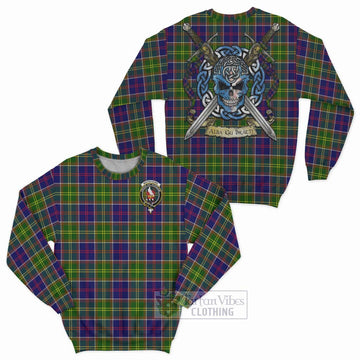 Whitefoord Tartan Sweatshirt with Family Crest Celtic Skull Style