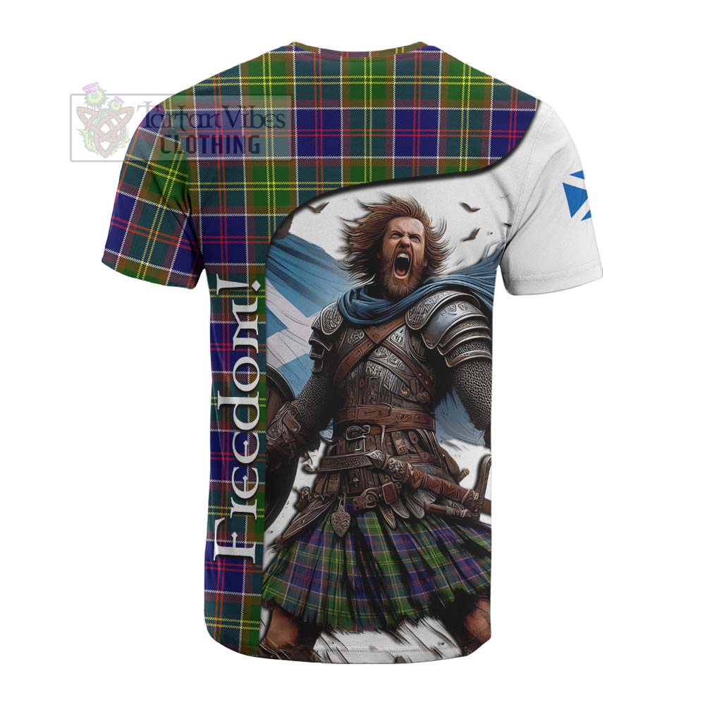 Tartan Vibes Clothing Whitefoord Crest Tartan Cotton T-shirt Inspired by the Freedom of Scottish Warrior