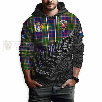 Whitefoord Crest Tartan Hoodie with New Zealand Silver Fern Half Style