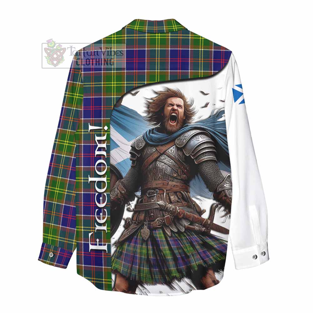 Tartan Vibes Clothing Whitefoord Crest Tartan Women's Casual Shirt Inspired by the Freedom of Scottish Warrior