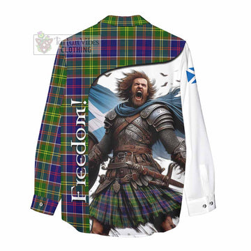 Whitefoord Crest Tartan Women's Casual Shirt Inspired by the Freedom of Scottish Warrior