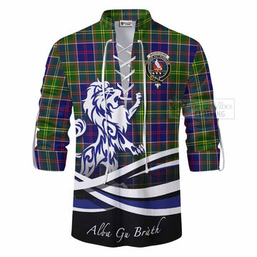 Whitefoord Tartan Ghillie Kilt Shirt with Alba Gu Brath Regal Lion Emblem