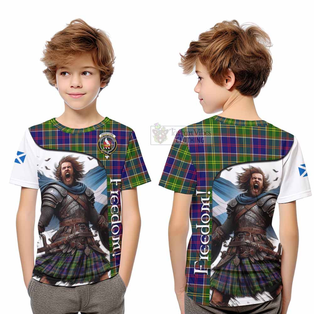 Tartan Vibes Clothing Whitefoord Crest Tartan Kid T-Shirt Inspired by the Freedom of Scottish Warrior