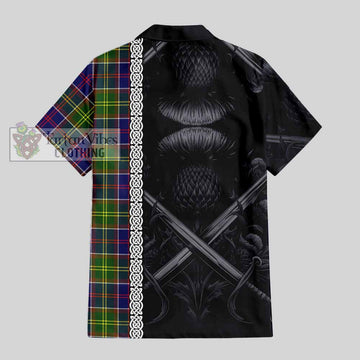 Whitefoord Tartan Hawaiian Shirt with Family Crest Cross Sword Thistle Celtic Vibes - Tartan Vibes Clothing