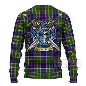 Whitefoord Tartan Ugly Sweater with Family Crest Celtic Skull Style