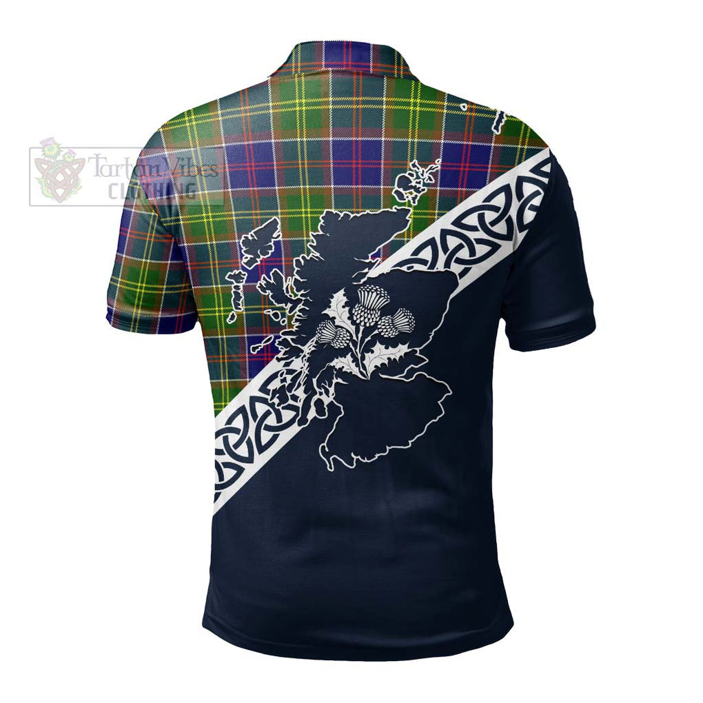 Whitefoord Tartan Polo Shirt Featuring Thistle and Scotland Map