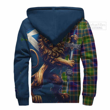 Whitefoord Tartan Family Crest Sherpa Hoodie with Scottish Majestic Lion