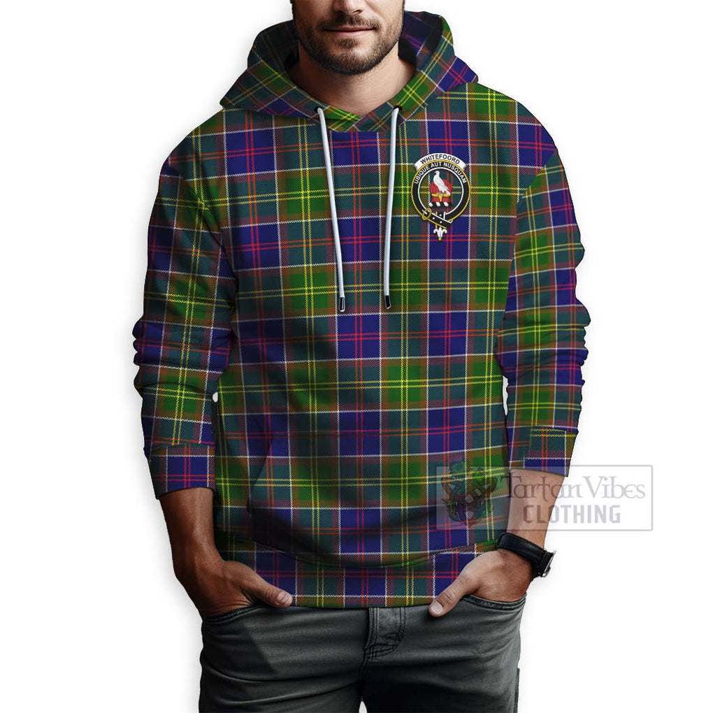 Tartan Vibes Clothing Whitefoord Tartan Hoodie with Family Crest Celtic Skull Style