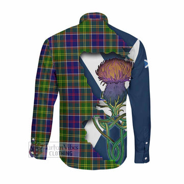 Whitefoord Tartan Family Crest Long Sleeve Button Shirt Scottish Thistle Celtic Inspired Men's Shirt - Tartan Vibes Clothing