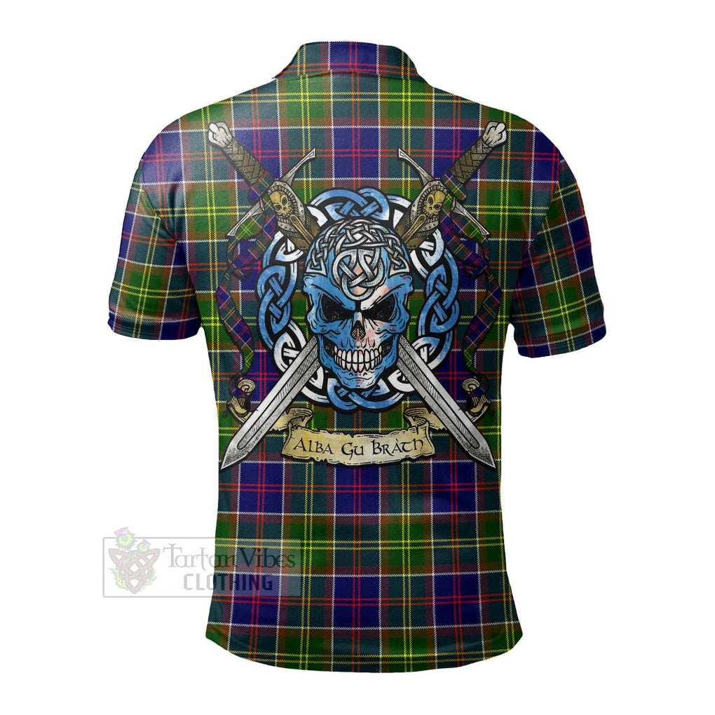 Tartan Vibes Clothing Whitefoord Tartan Polo Shirt with Family Crest Celtic Skull Style