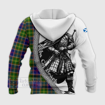 Whitefoord Tartan Clan Crest Knitted Hoodie with Highlander Warrior Celtic Style