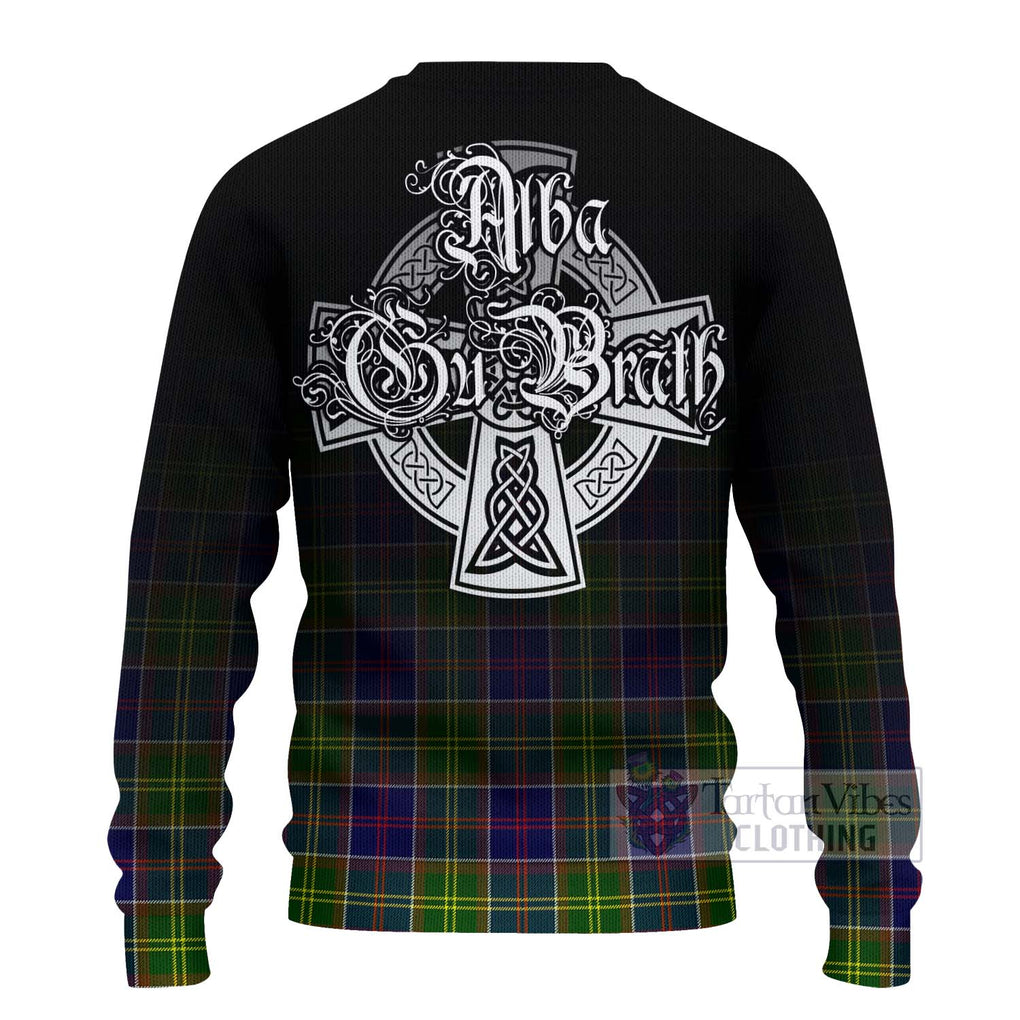 Tartan Vibes Clothing Whitefoord Tartan Knitted Sweater Featuring Alba Gu Brath Family Crest Celtic Inspired