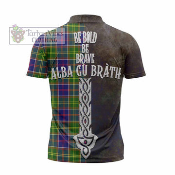 Whitefoord Tartan Family Crest Zipper Polo Shirt Alba Gu Brath Be Brave Lion Ancient Style - Tartan Vibes Clothing