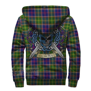 Whitefoord Tartan Sherpa Hoodie with Family Crest Celtic Skull Style