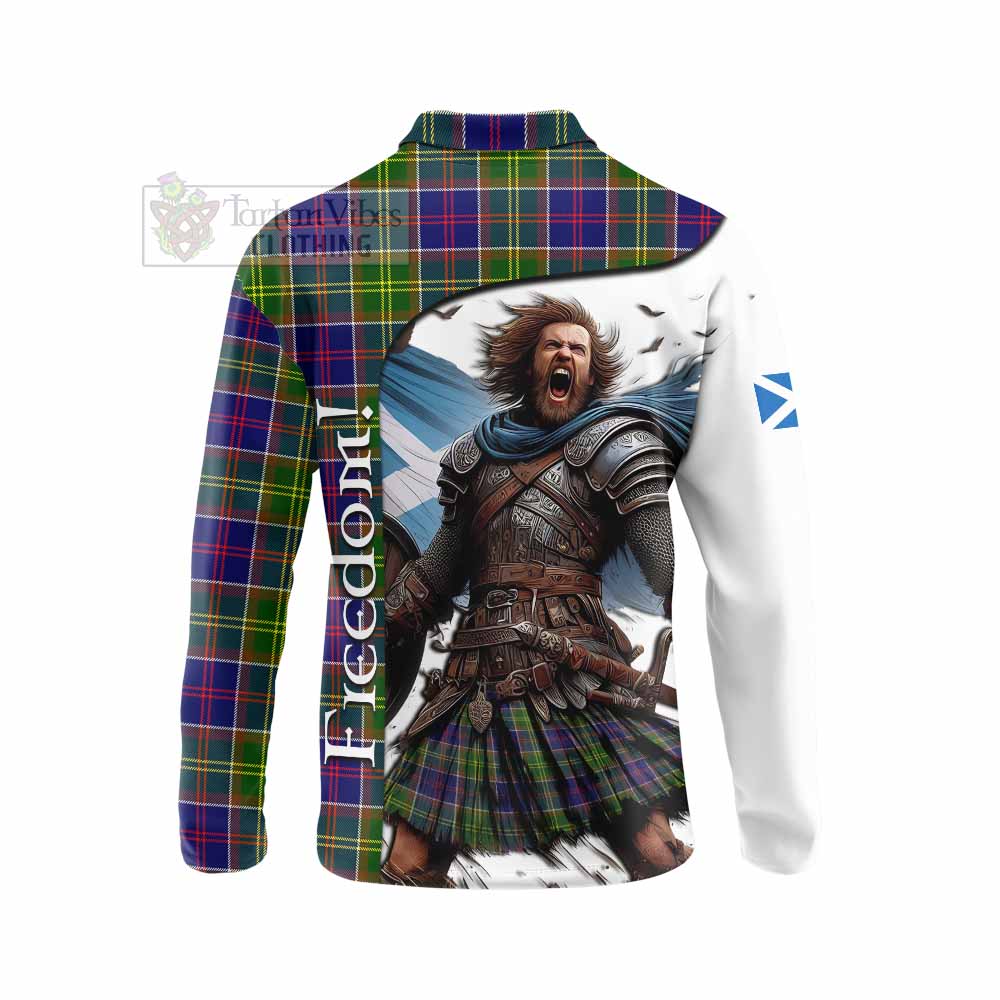 Tartan Vibes Clothing Whitefoord Crest Tartan Long Sleeve Polo Shirt Inspired by the Freedom of Scottish Warrior