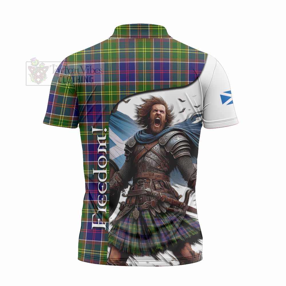 Tartan Vibes Clothing Whitefoord Crest Tartan Zipper Polo Shirt Inspired by the Freedom of Scottish Warrior