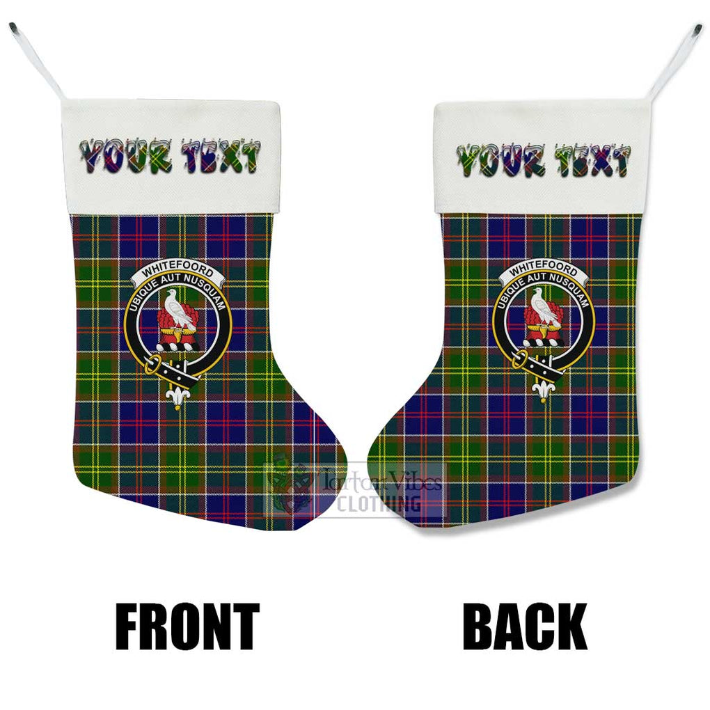 Tartan Vibes Clothing Whitefoord Tartan Family Crest Christmas Stocking with Personalized Text