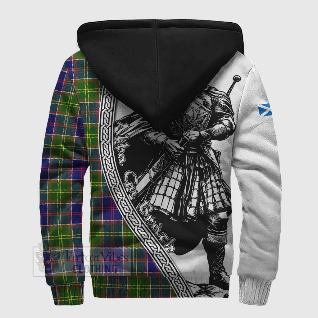 Tartan Vibes Clothing Whitefoord Tartan Clan Crest Sherpa Hoodie with Highlander Warrior Celtic Style