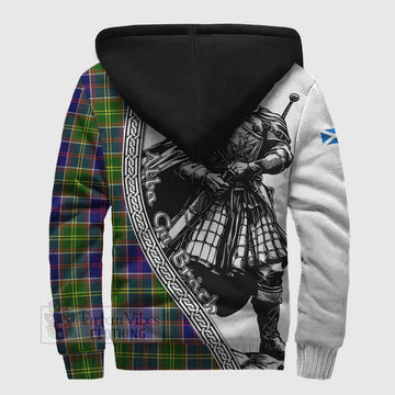 Whitefoord Tartan Clan Crest Sherpa Hoodie with Highlander Warrior Celtic Style