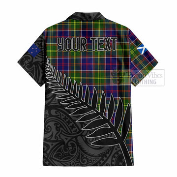 Whitefoord Crest Tartan Short Sleeve Button Shirt with New Zealand Silver Fern Half Style