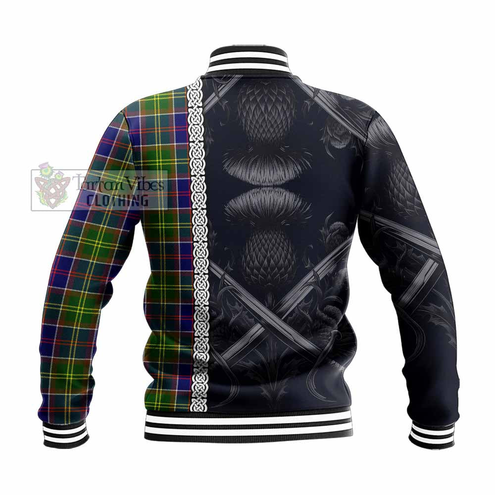 Whitefoord Tartan Baseball Jacket with Family Crest Cross Sword Thistle Celtic Vibes - Tartan Vibes Clothing