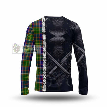 Whitefoord Tartan Long Sleeve T-Shirt with Family Crest Cross Sword Thistle Celtic Vibes