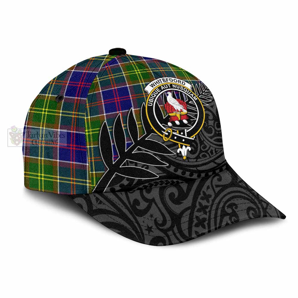 Tartan Vibes Clothing Whitefoord Tartan Classic Cap with New Zealand Silver Fern Half Style