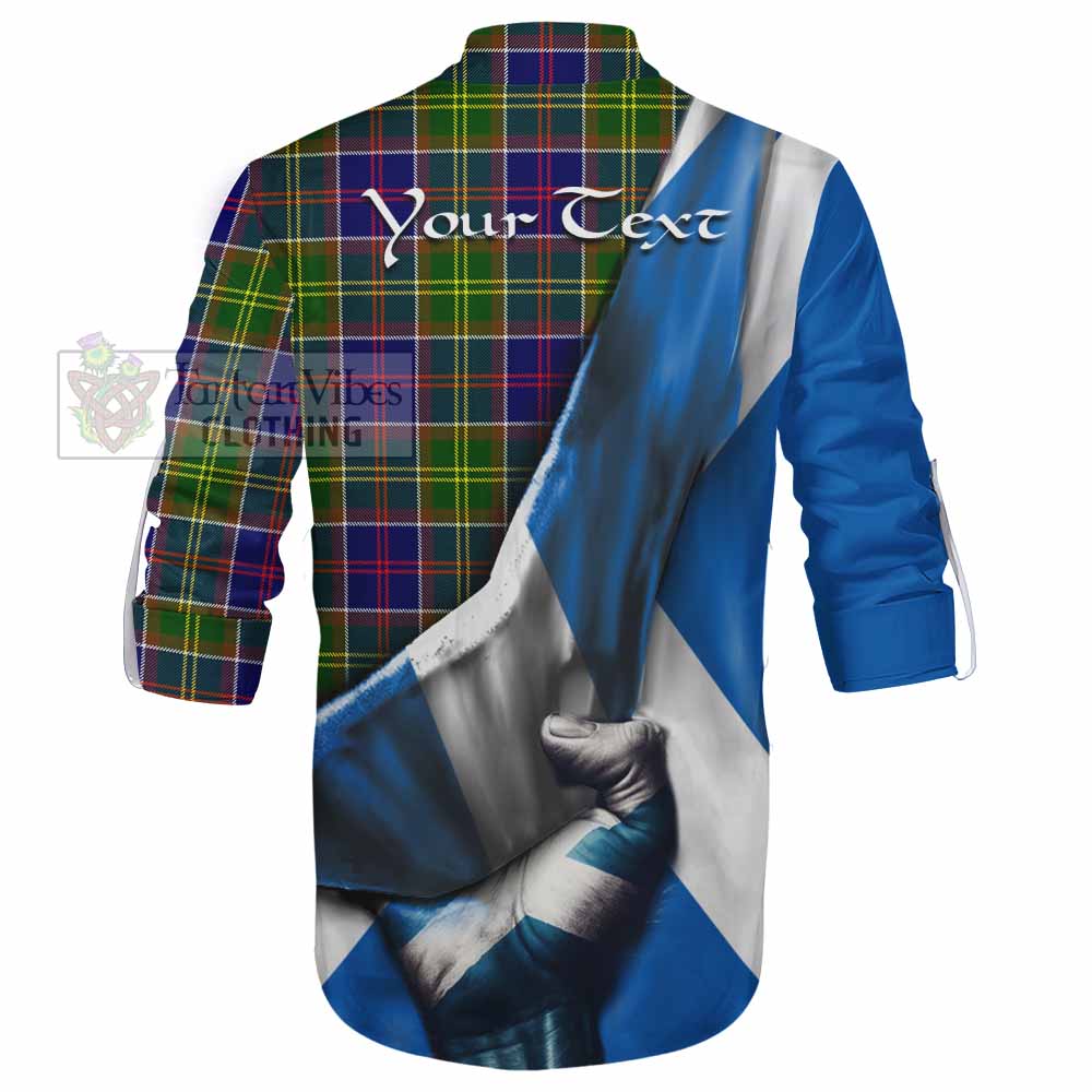 Tartan Vibes Clothing Whitefoord Tartan Ghillie Kilt Shirt with Family Crest Scotland Patriotic Style