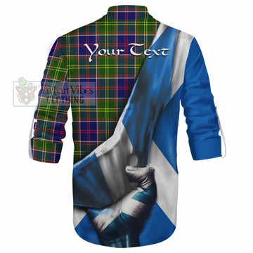 Whitefoord Tartan Ghillie Kilt Shirt with Family Crest Scotland Patriotic Style