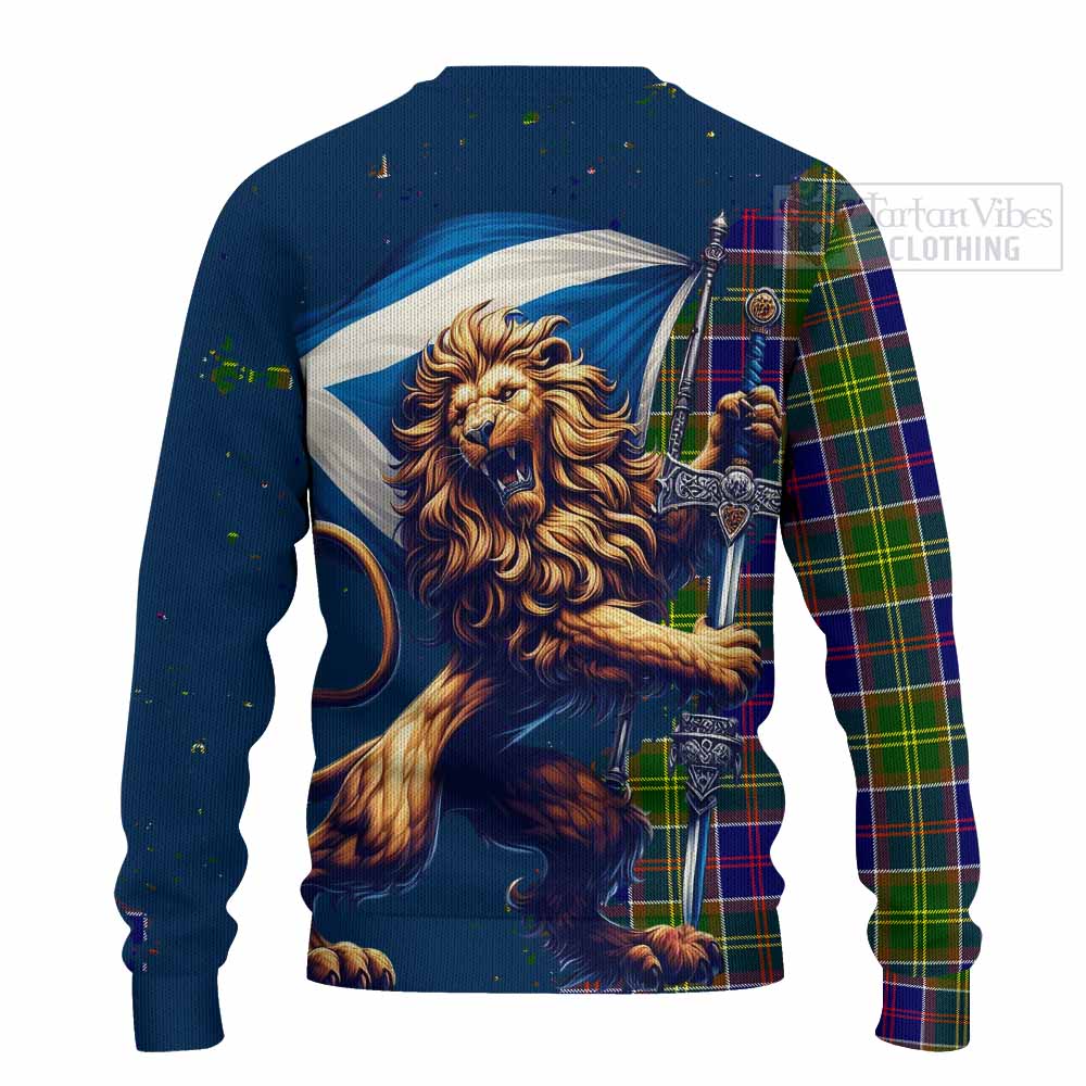 Tartan Vibes Clothing Whitefoord Tartan Family Crest Knitted Sweater with Scottish Majestic Lion