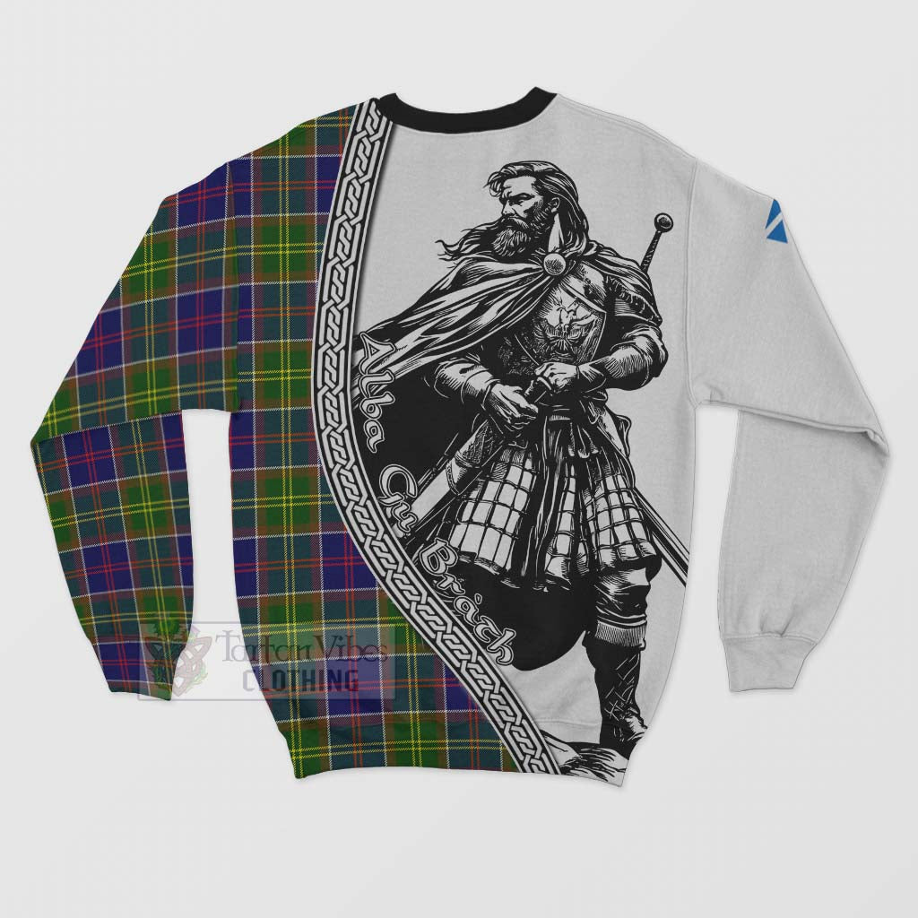 Tartan Vibes Clothing Whitefoord Tartan Clan Crest Sweatshirt with Highlander Warrior Celtic Style