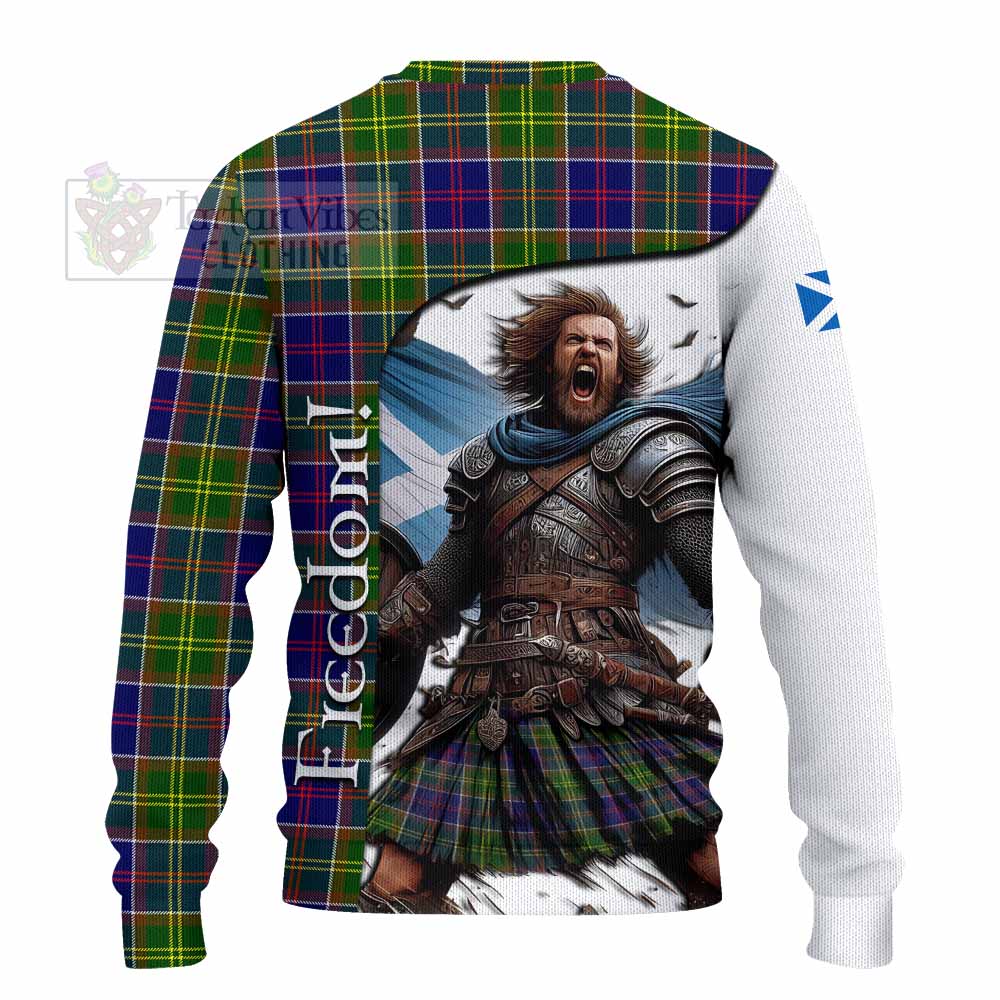 Tartan Vibes Clothing Whitefoord Crest Tartan Knitted Sweater Inspired by the Freedom of Scottish Warrior