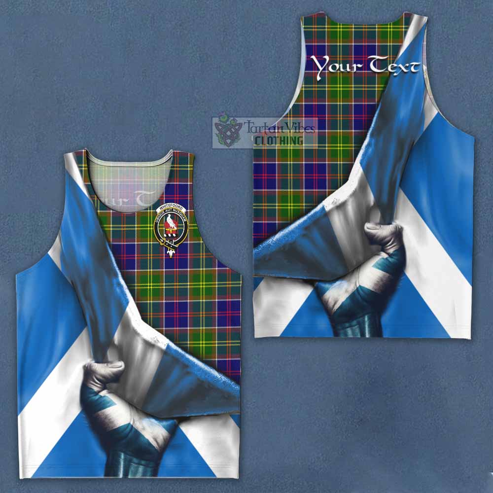 Tartan Vibes Clothing Whitefoord Tartan Men's Tank Top with Family Crest Scotland Patriotic Style