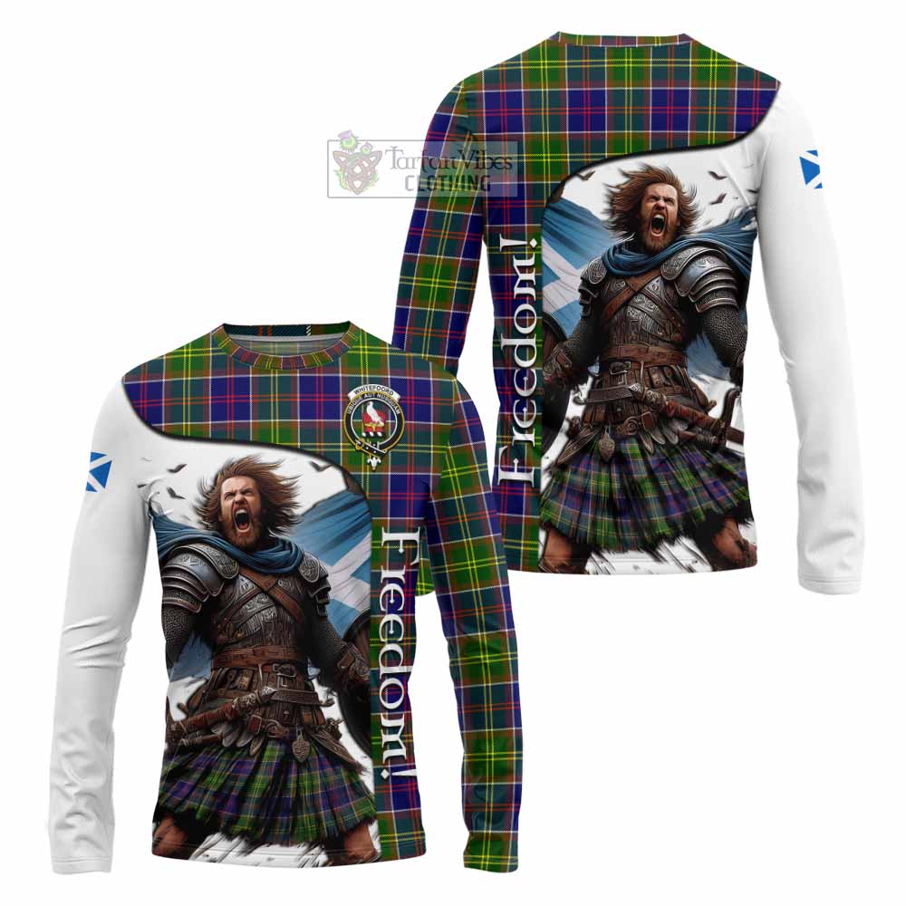 Tartan Vibes Clothing Whitefoord Crest Tartan Long Sleeve T-Shirt Inspired by the Freedom of Scottish Warrior