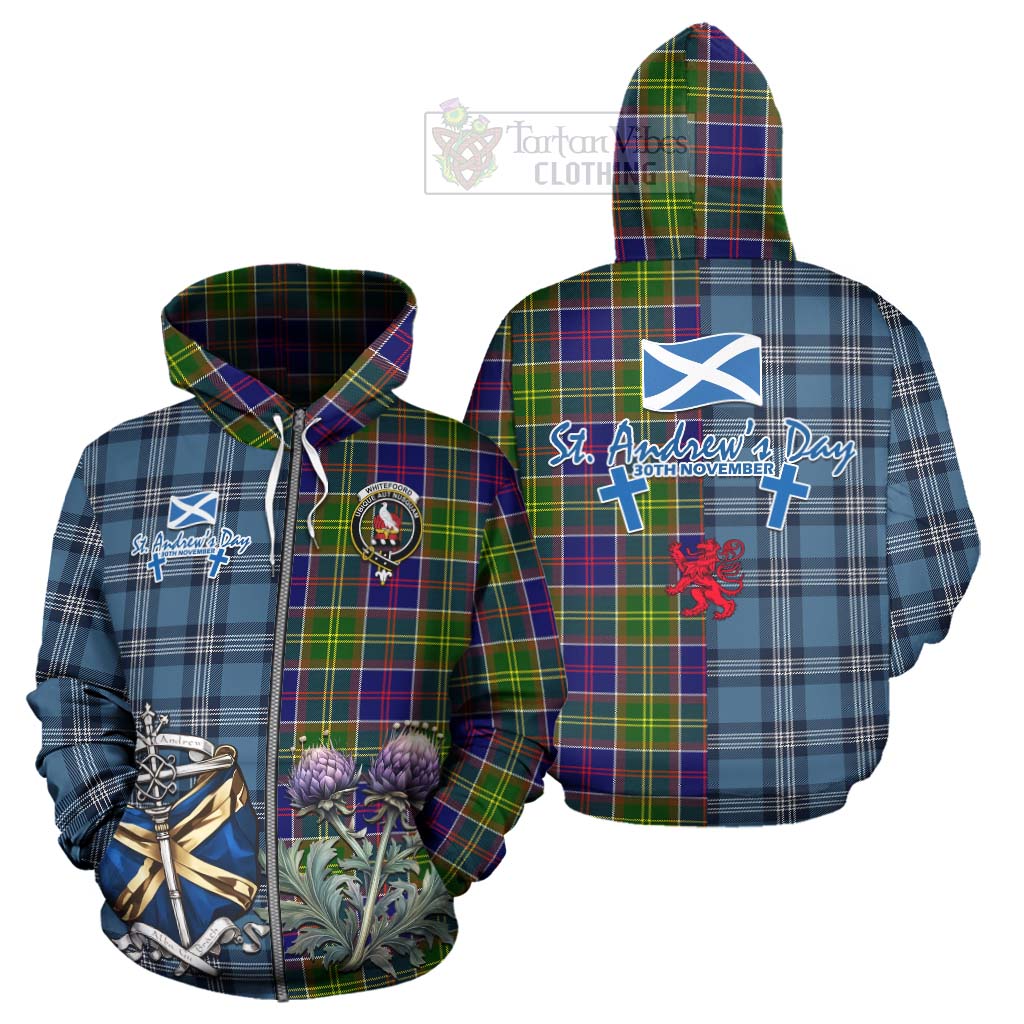 Tartan Vibes Clothing Whitefoord Tartan Hoodie Happy St. Andrew's Day Half Tartan Style