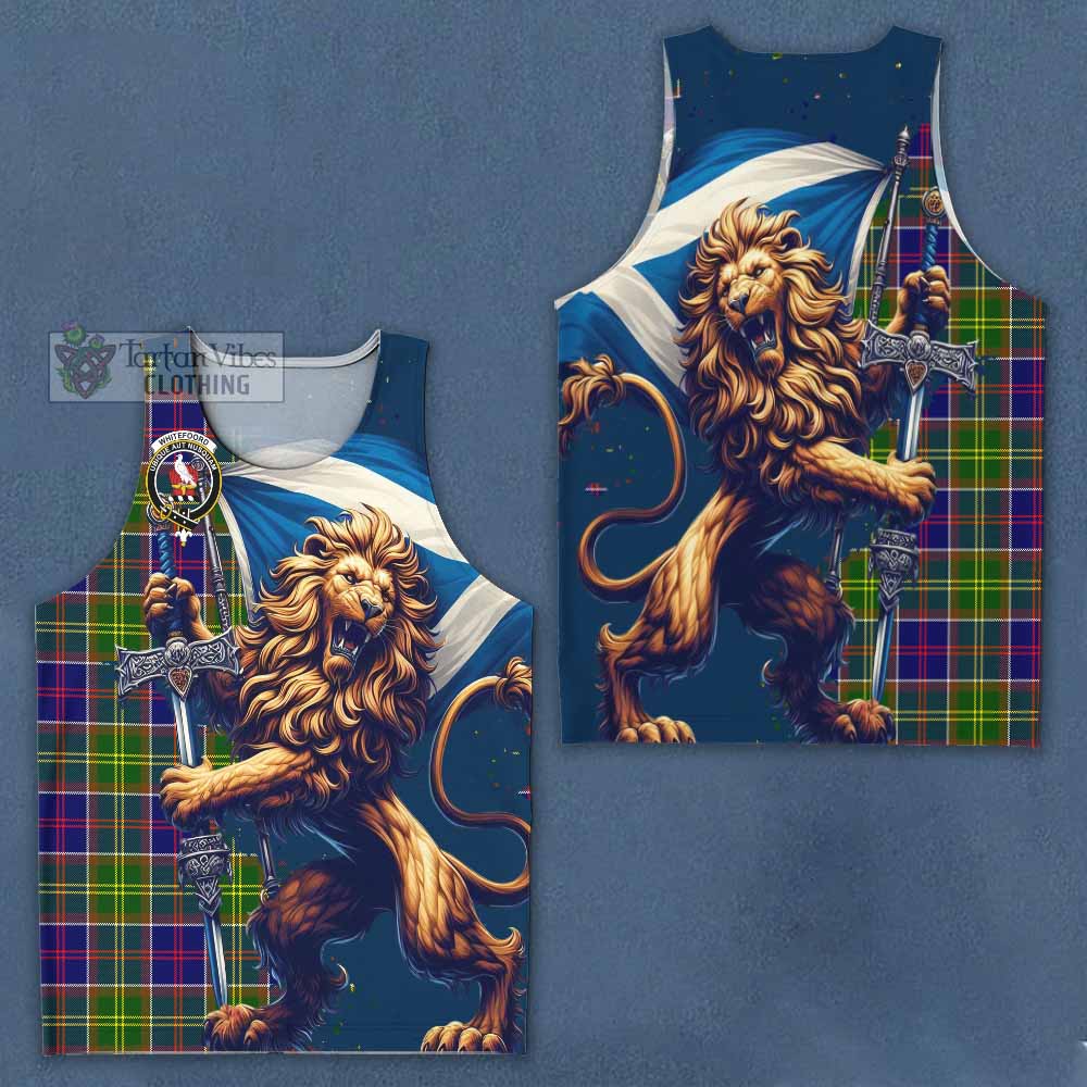 Tartan Vibes Clothing Whitefoord Tartan Family Crest Men's Tank Top with Scottish Majestic Lion