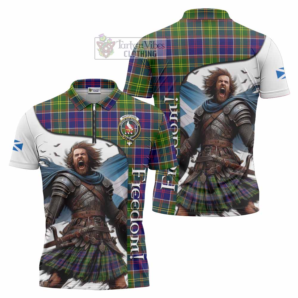 Tartan Vibes Clothing Whitefoord Crest Tartan Zipper Polo Shirt Inspired by the Freedom of Scottish Warrior