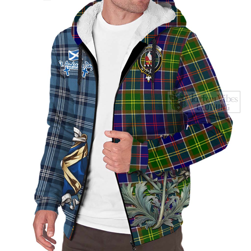 Tartan Vibes Clothing Whitefoord Tartan Sherpa Hoodie Happy St. Andrew's Day Half Tartan Style